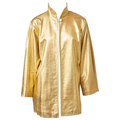 Vintage Yves Saint Laurent Rive Gauche Gold Leather Jacket