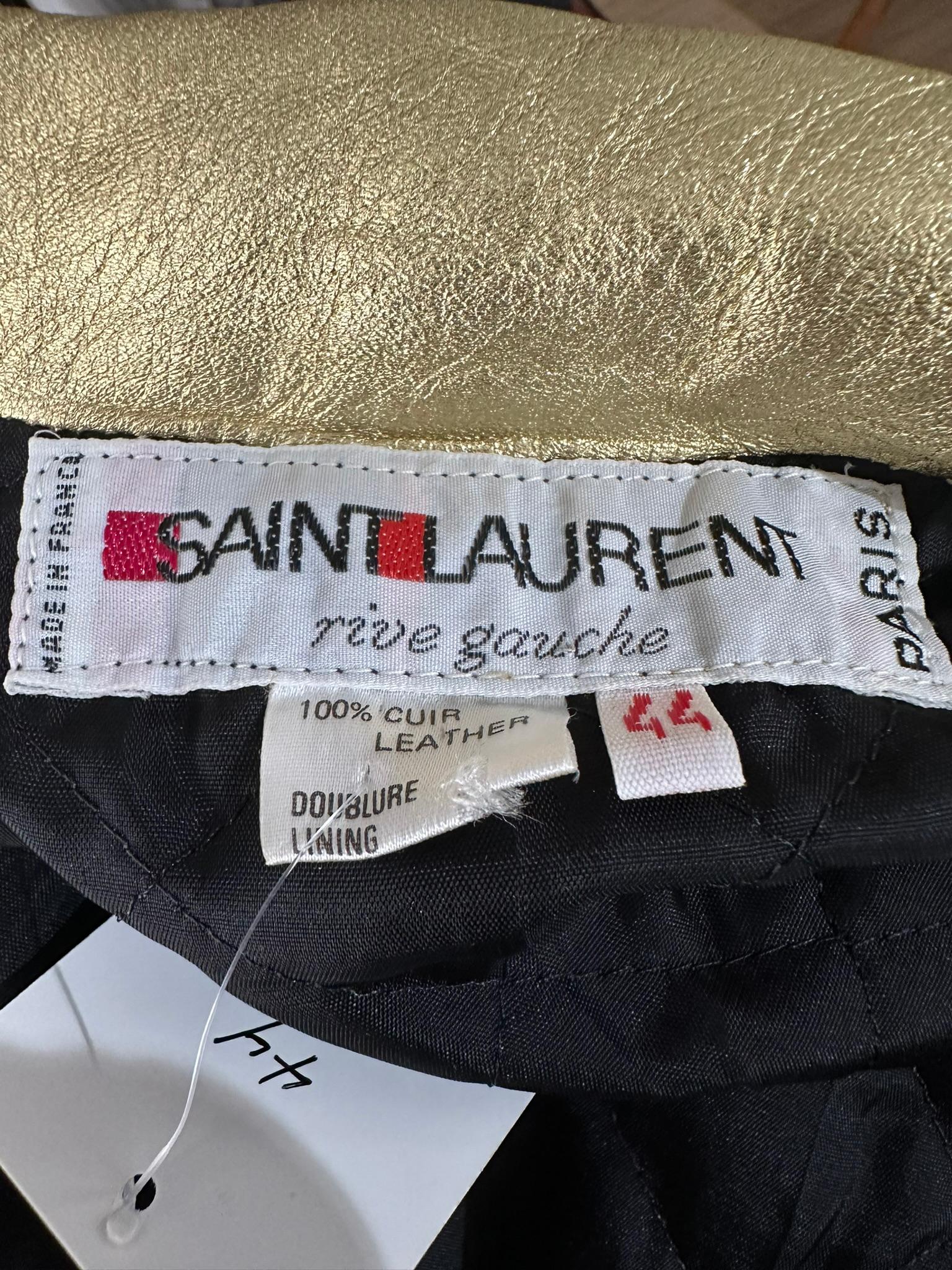 Yves Saint Laurent Rive Gauche, giacca in pelle dorata con chiusura a bottone singolo, anni '80 in vendita 7