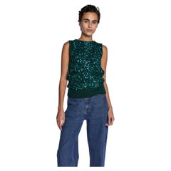 Yves Saint Laurent Rive Gauche Green Sequin Knitted Top 1990s