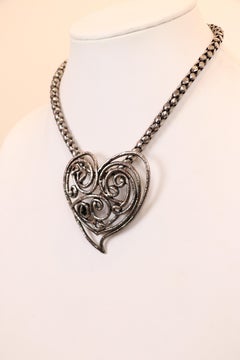 Yves Saint Laurent Rive Gauche Heart Pendant Necklace 1980s