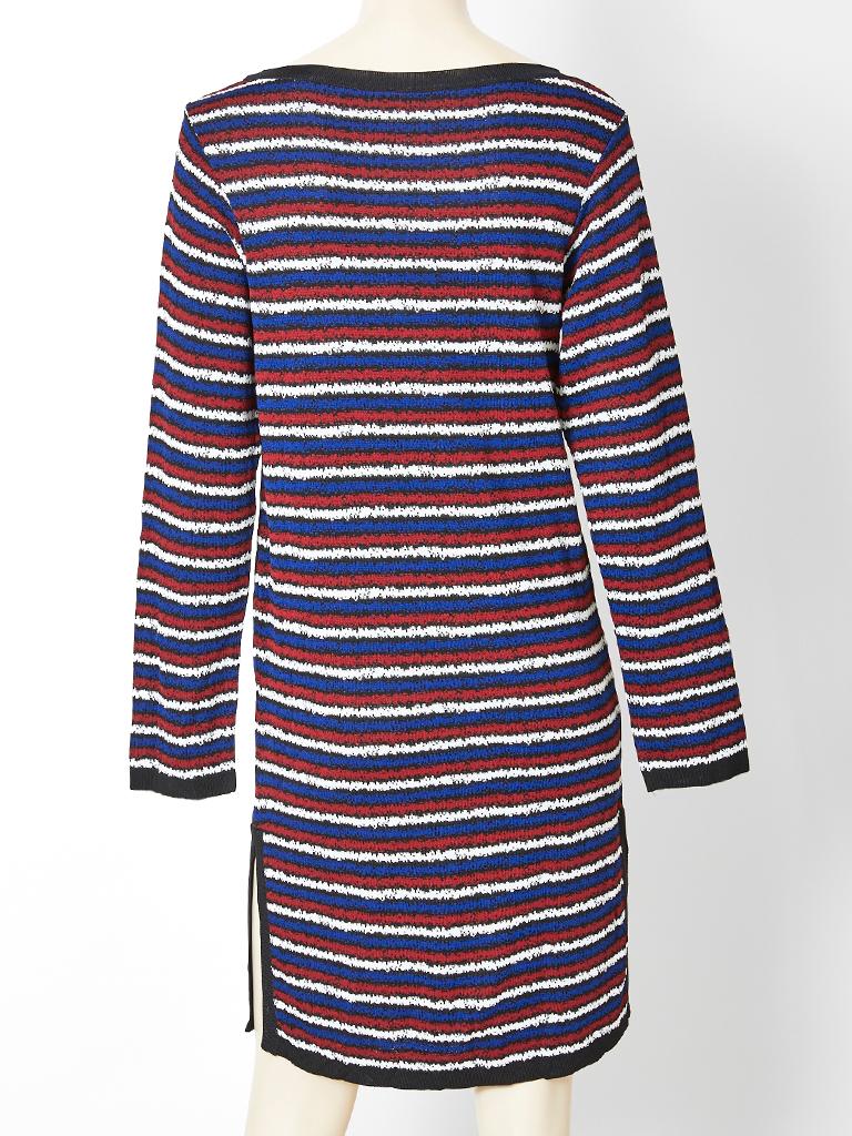 Yves Saint Laurent Rive Gauche Horizontal Stripe Long Sleeve Shift In Good Condition In New York, NY