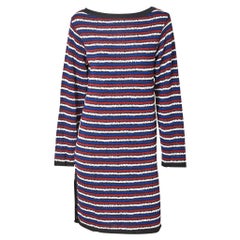 Yves Saint Laurent Rive Gauche Horizontal Stripe Long Sleeve Shift