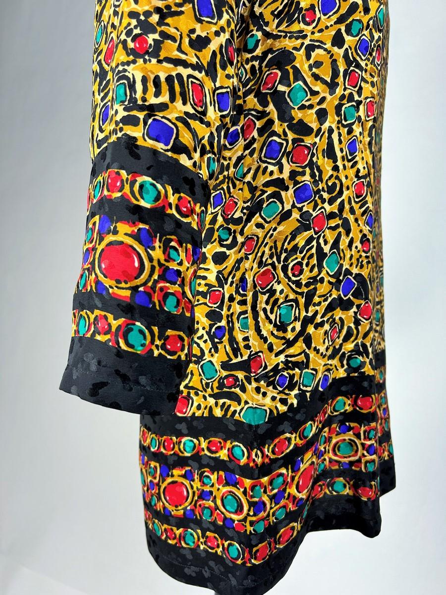 Túnica de damasco estampado estilo joyería Yves Saint Laurent Circa 1980 en venta 6