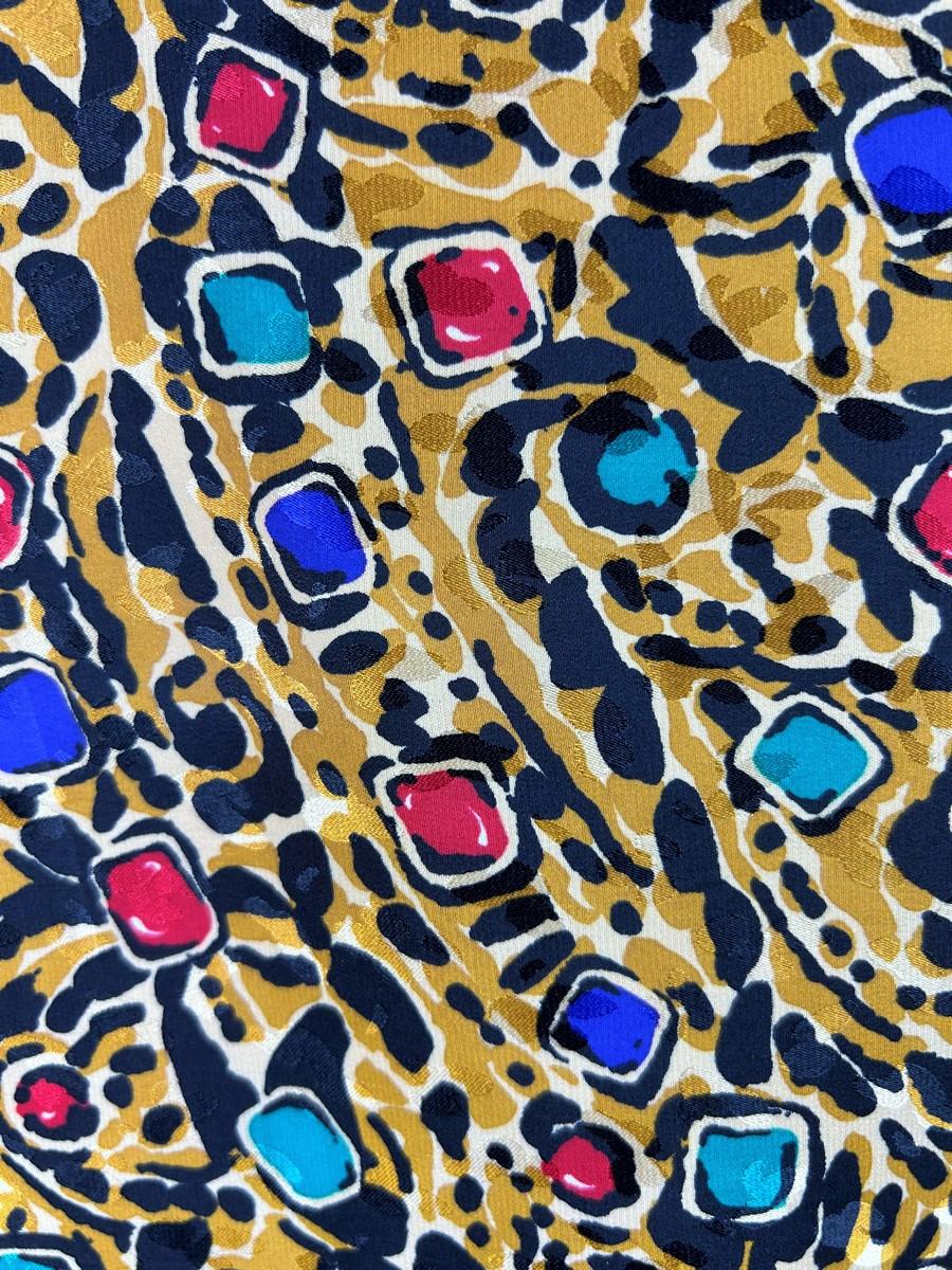 Túnica de damasco estampado estilo joyería Yves Saint Laurent Circa 1980 en venta 8