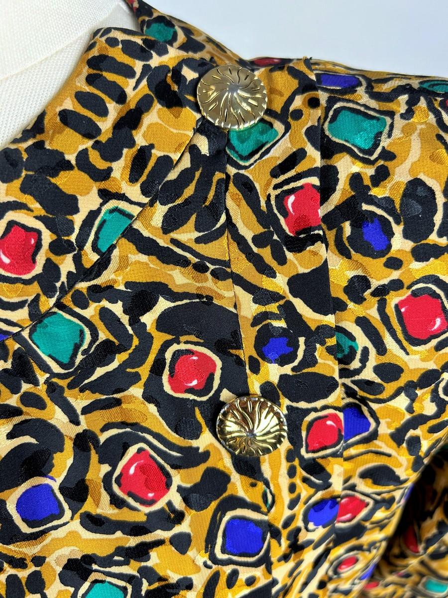 Túnica de damasco estampado estilo joyería Yves Saint Laurent Circa 1980 en venta 9