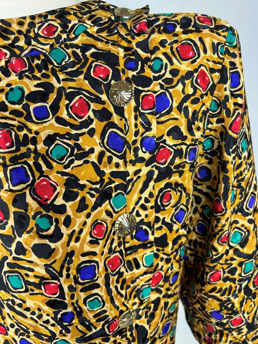 Túnica de damasco estampado estilo joyería Yves Saint Laurent Circa 1980 en venta 3