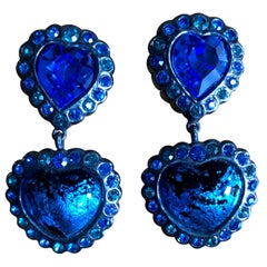 Yves Saint Laurent Rive Gauche Large Heart Clip Earrings with Drop