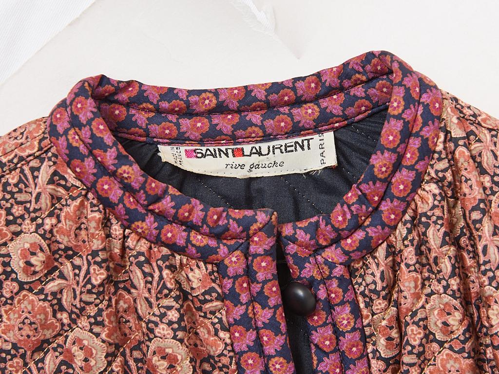 Brown Yves Saint Laurent  Rive Gauche Liberty Print Quilted Jacket