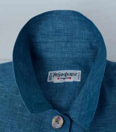Yves Saint Laurent Rive Gauche Linen Blouse With Flap Pockets and MOP Buttons