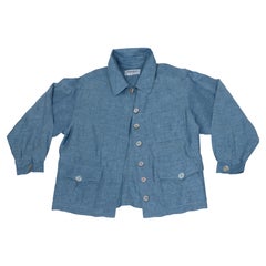 Yves Saint Laurent Rive Gauche Linen Blouse With Flap Pockets and MOP Buttons