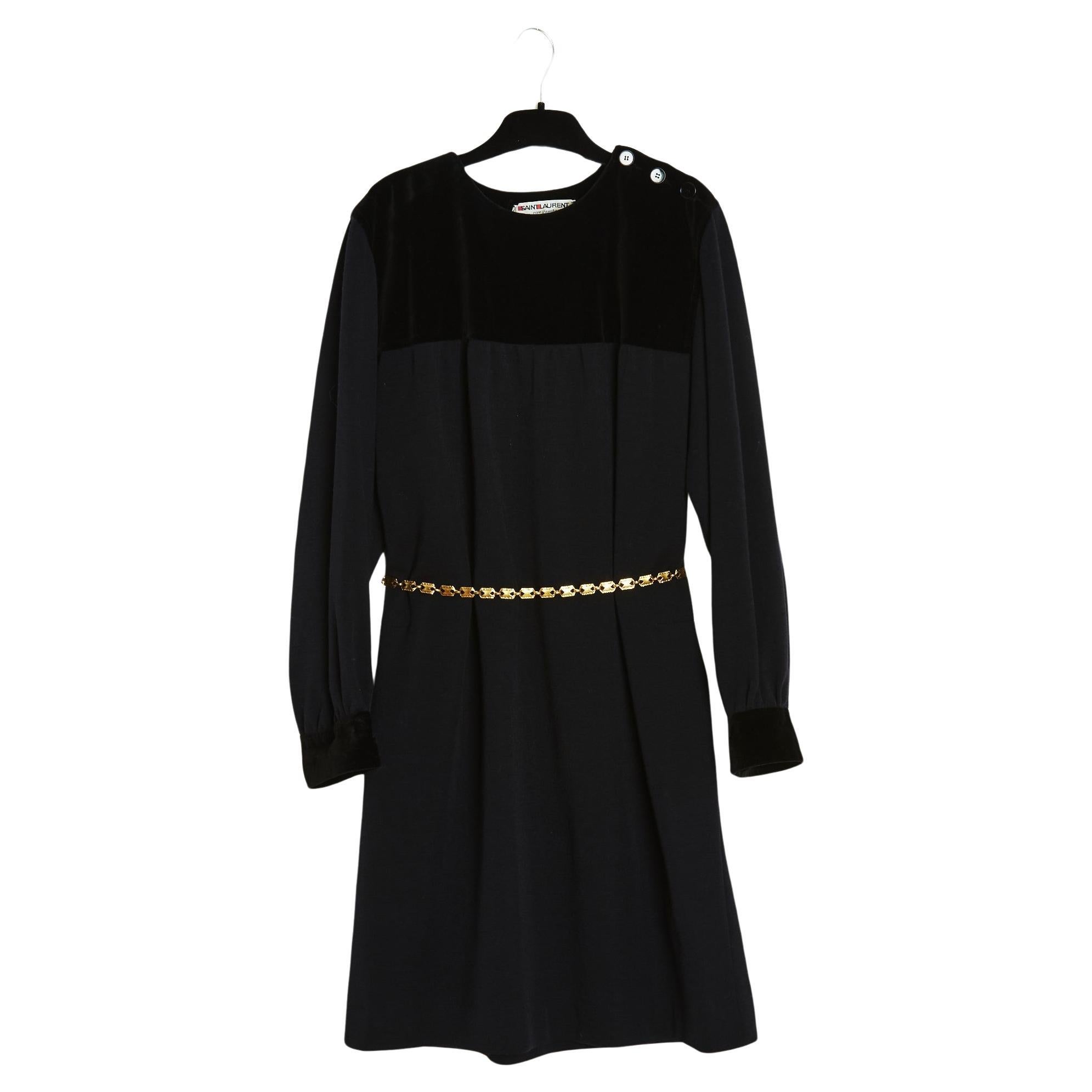 Yves Saint Laurent Rive Gauche Kleines schwarzes Kleid FR36 im Angebot