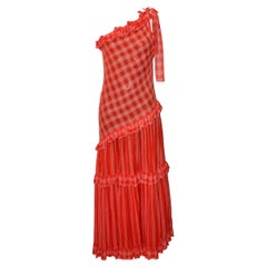 Yves Saint Laurent Rive Gauche Long One Shoulder Orange Dress