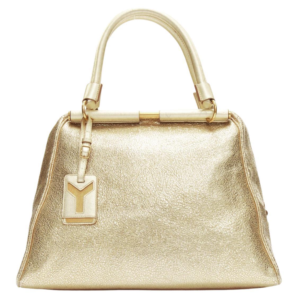 YVES SAINT LAURENT Rive Gauche Majorelle metallic gold medium tote bag