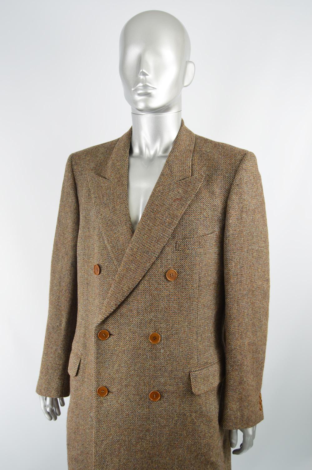 Yves Saint Laurent Rive Gauche Men's Alpaca & Virgin Wool Tweed Overcoat, 1970s 1