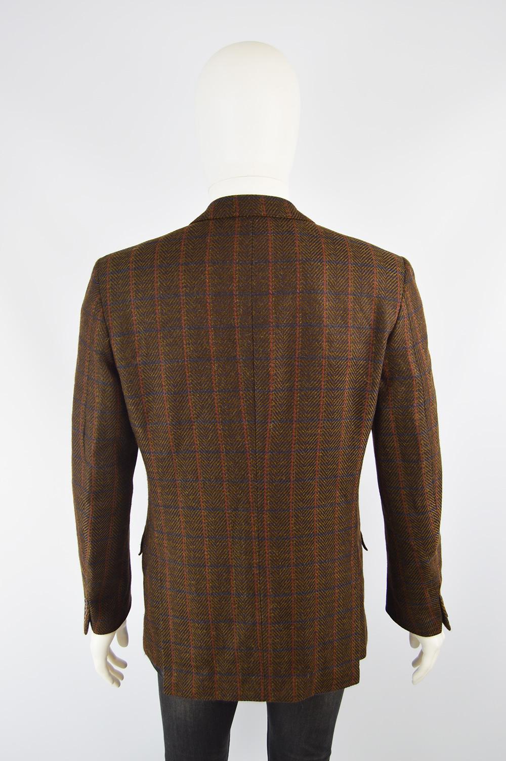 Yves Saint Laurent Rive Gauche Men's Brown Checked Wool & Mohair Jacket 1970s 1