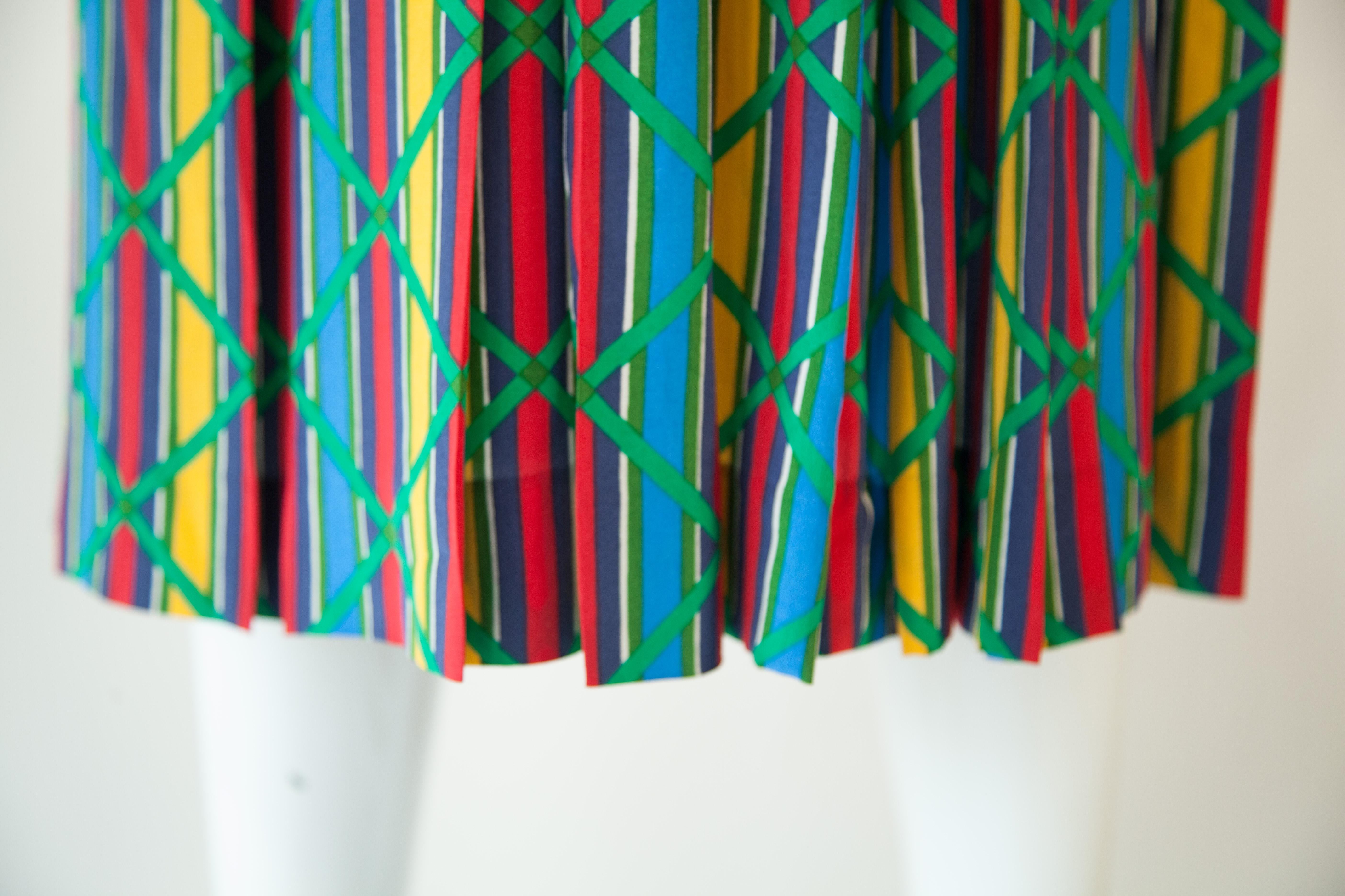 1980s Yves Saint Laurent Rive Gauche Multi-Color Dress In Excellent Condition For Sale In Kingston, NY