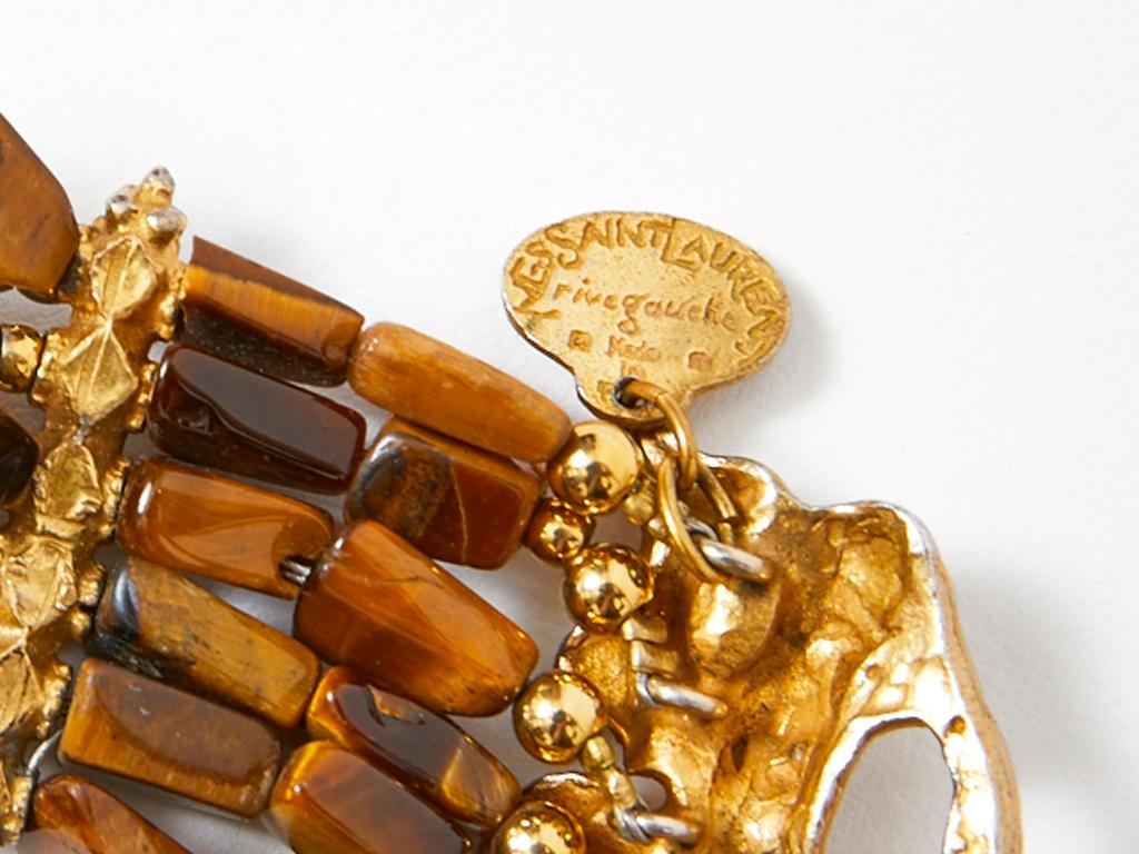 Yves Saint Laurent  Rive Gauche Multi Strand Tiger's Eye Necklace  In Excellent Condition In New York, NY