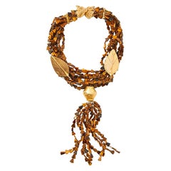 Yves Saint Laurent  Rive Gauche Multi Strand Tiger's Eye Necklace 