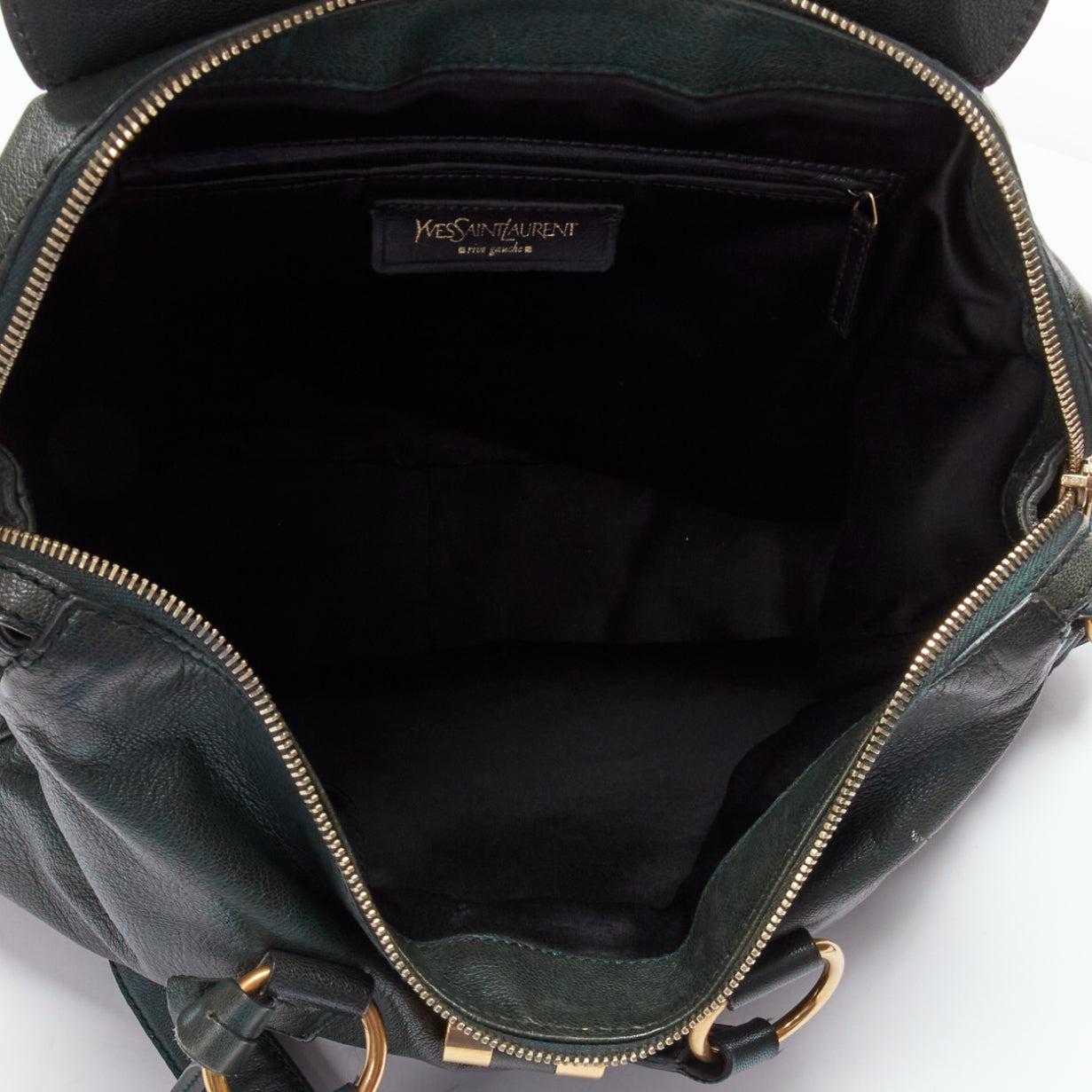 YVES SAINT LAURENT Rive Gauche Muse dark green leather GHW satchel bag 6