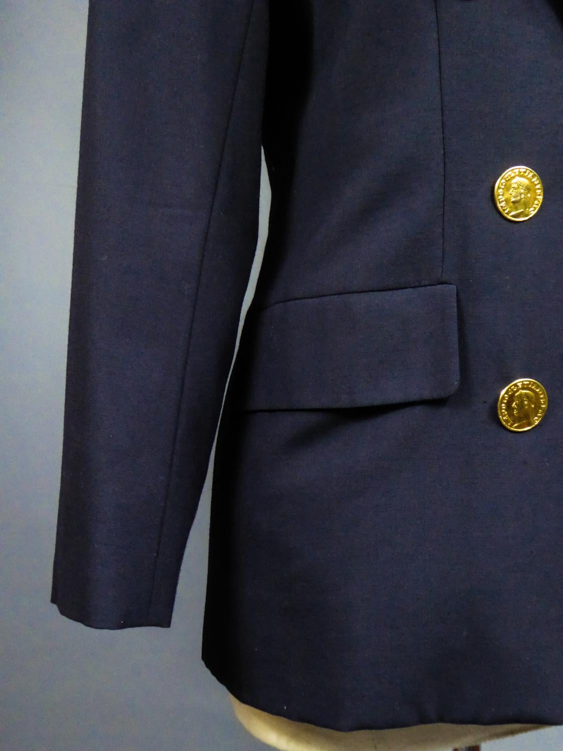 Yves Saint Laurent Rive Gauche Navy Jacket Circa 1990 For Sale 4