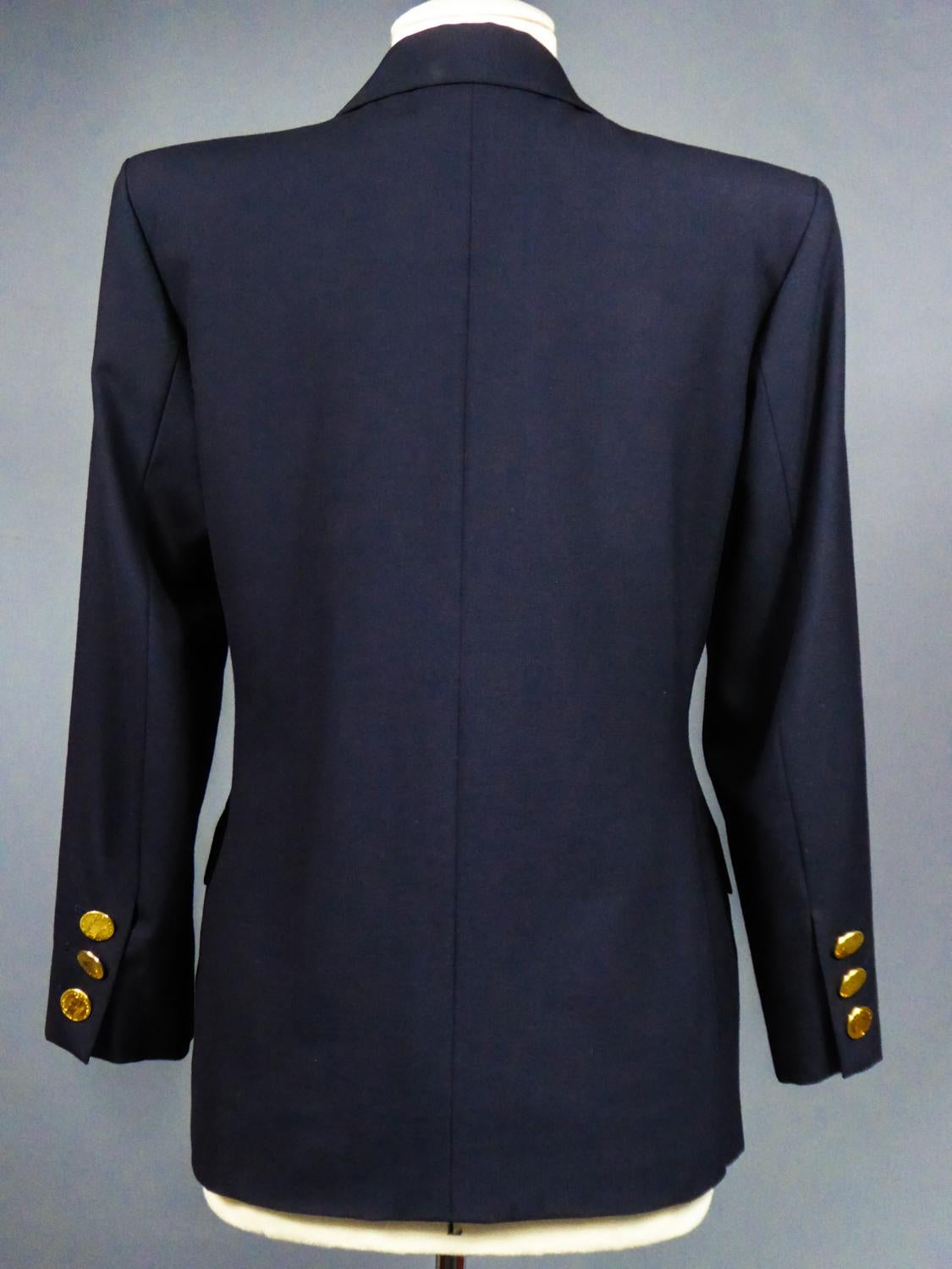 Yves Saint Laurent Rive Gauche Navy Jacket Circa 1990 For Sale 6