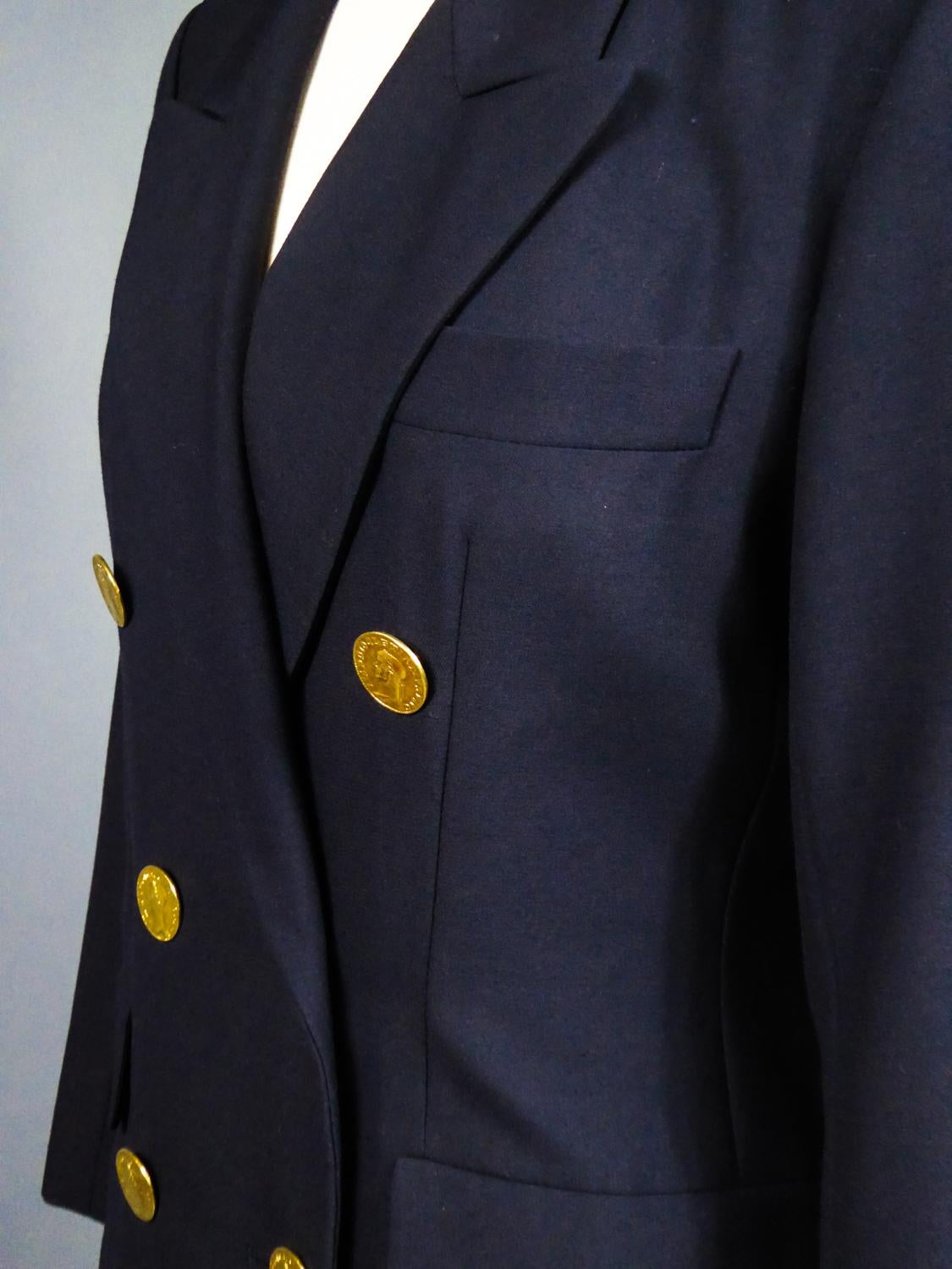 Yves Saint Laurent Rive Gauche Navy Jacket Circa 1990 For Sale 9