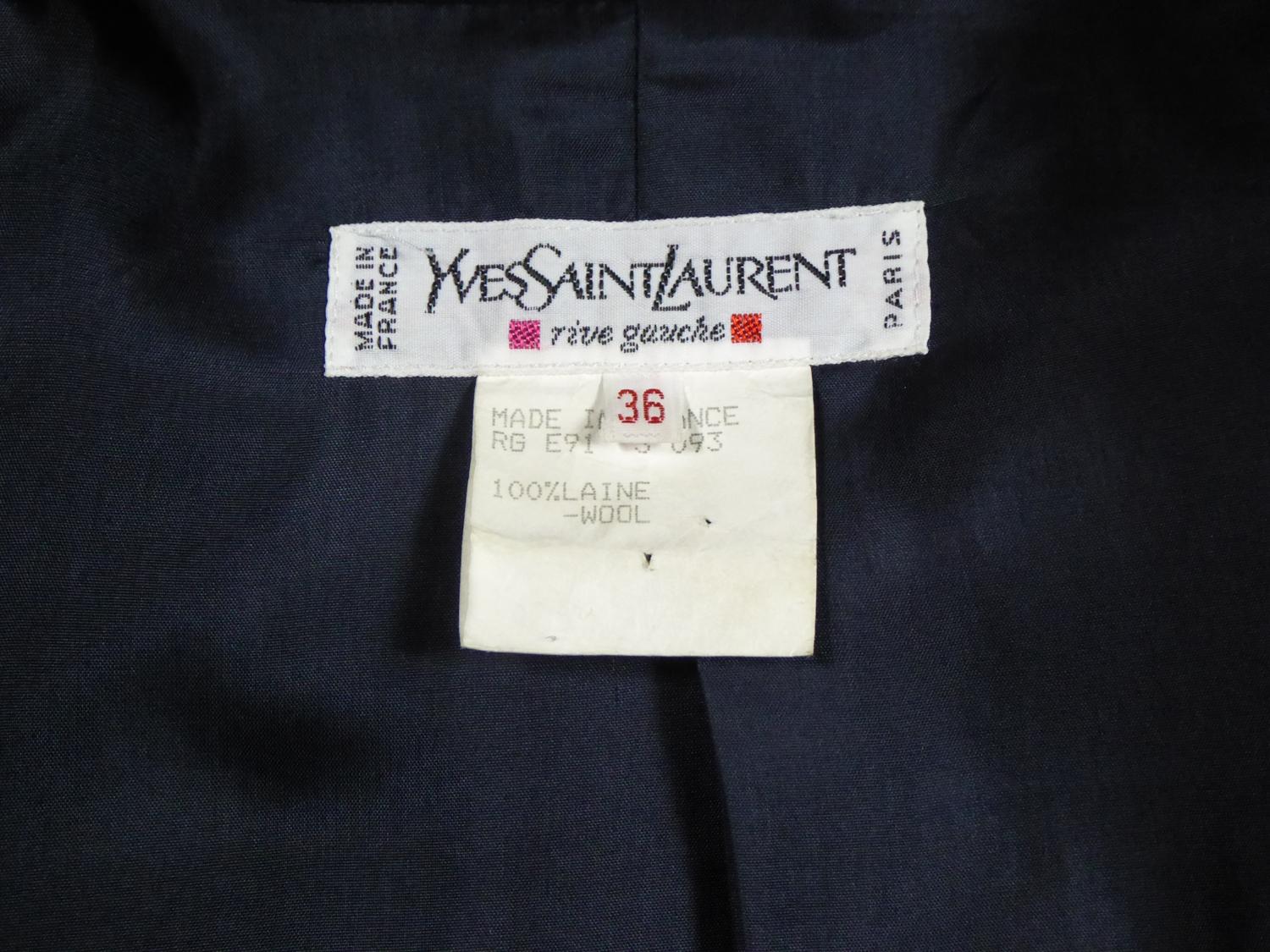 Nero Yves Saint Laurent Rive Gauche Giacca Marina Circa 1990 in vendita
