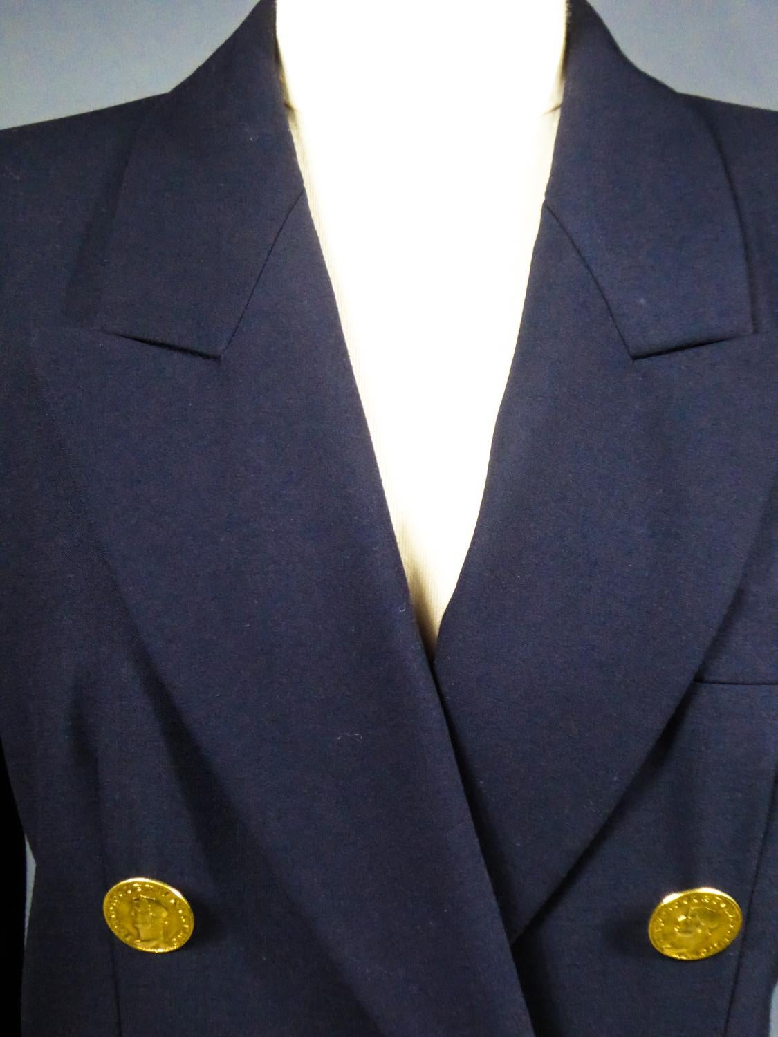 Yves Saint Laurent Rive Gauche Navy Jacket Circa 1990 In Good Condition For Sale In Toulon, FR