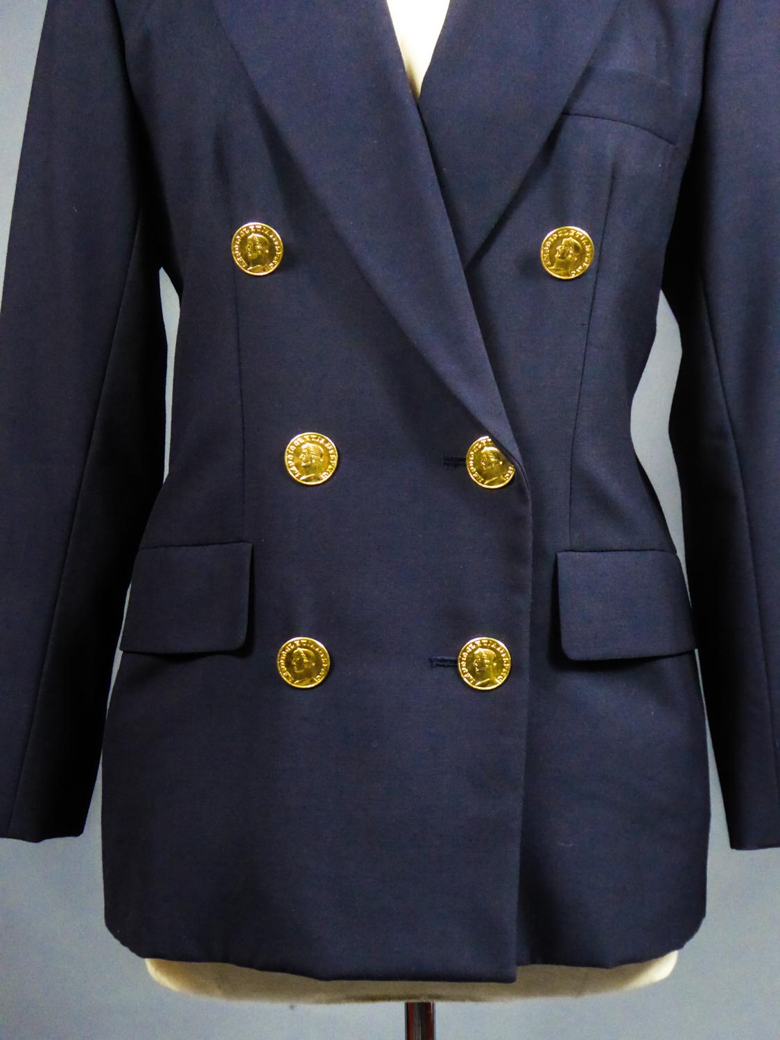 Women's or Men's Yves Saint Laurent Rive Gauche Navy Jacket Circa 1990 For Sale