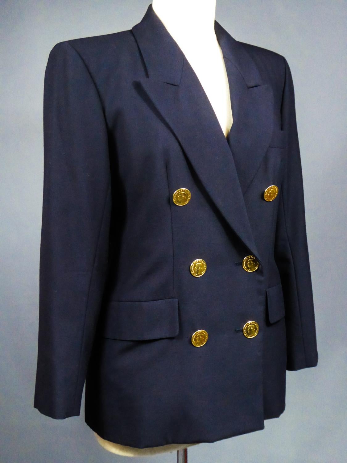 Yves Saint Laurent Rive Gauche Navy Jacket Circa 1990 For Sale 1