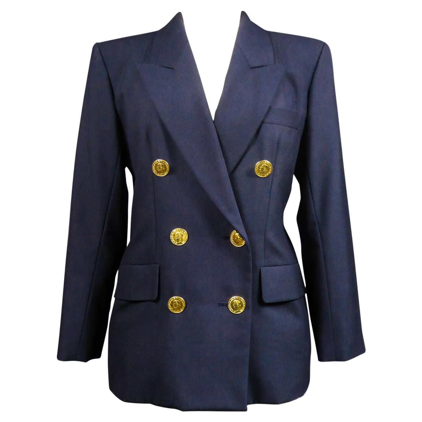 Yves Saint Laurent Rive Gauche Marineblaue Jacke Circa 1990