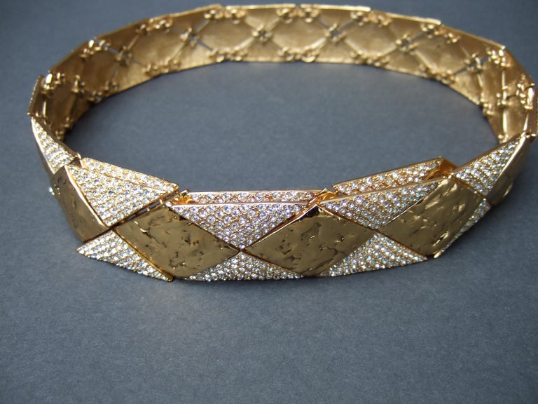 Yves Saint Laurent Rive Gauche Opulent Gilt Metal Crystal Couture Belt c 1970s For Sale 5