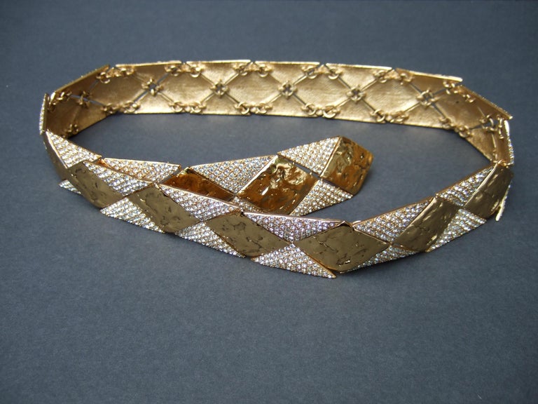 Yves Saint Laurent Rive Gauche Opulent Gilt Metal Crystal Couture Belt c 1970s For Sale 10