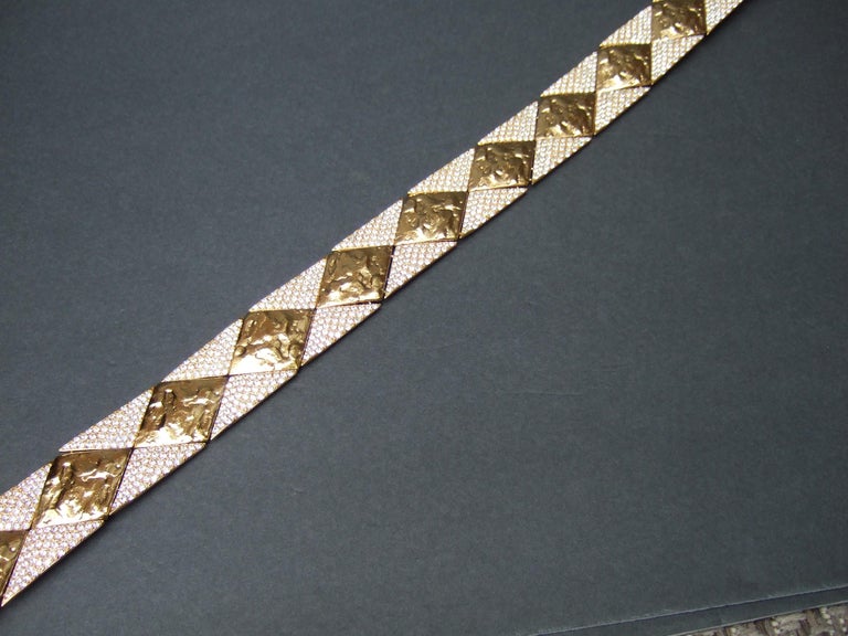 Yves Saint Laurent Rive Gauche Opulent Gilt Metal Crystal Couture Belt c 1970s For Sale 12