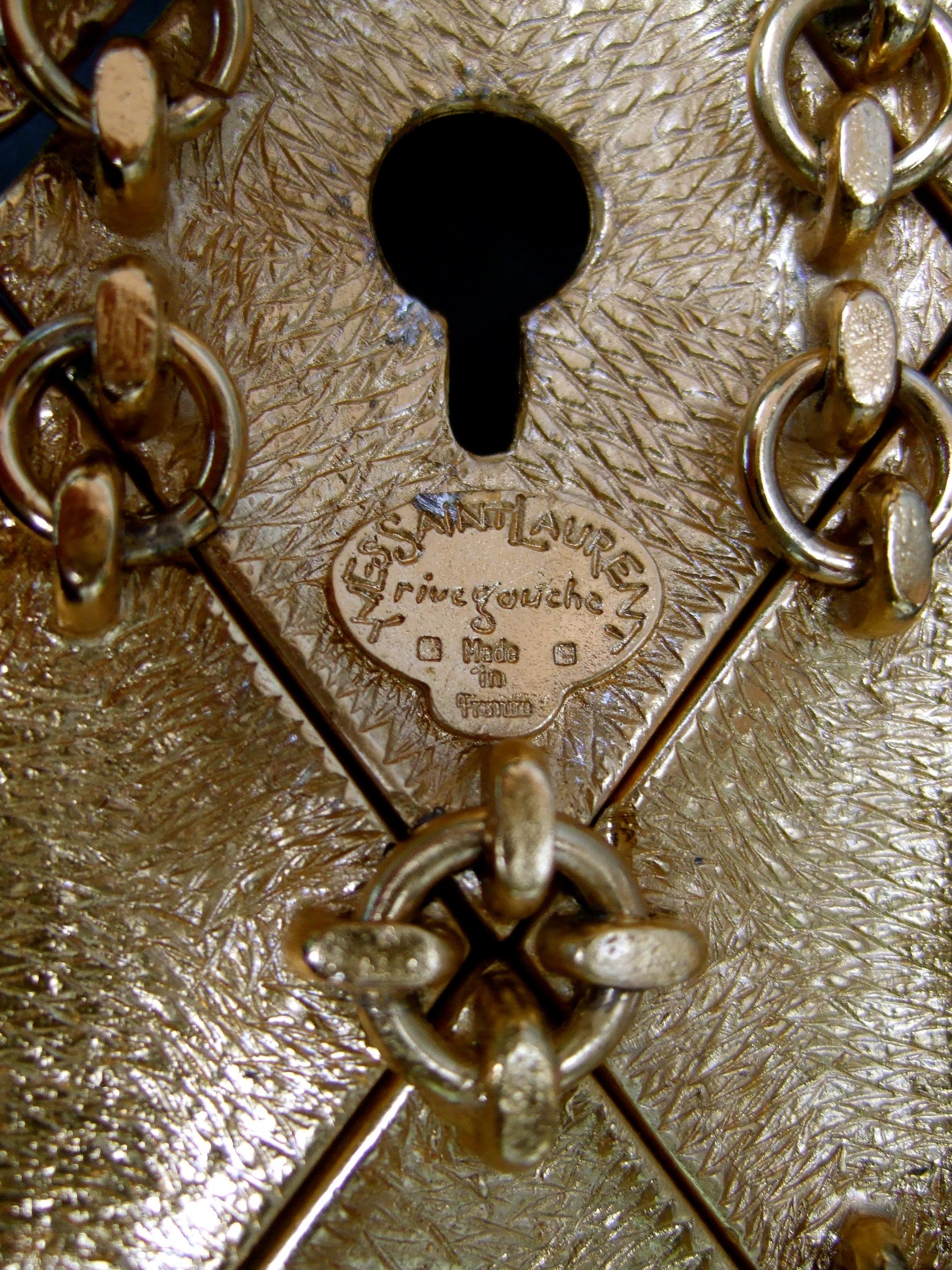 Yves Saint Laurent Rive Gauche - Ceinture couture opulente en métal doré et cristal, circa 1970 en vente 14