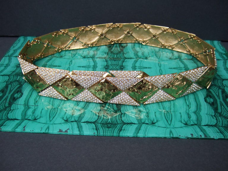 Yves Saint Laurent Rive Gauche Opulent Gilt Metal Crystal Couture Belt c 1970s For Sale 2