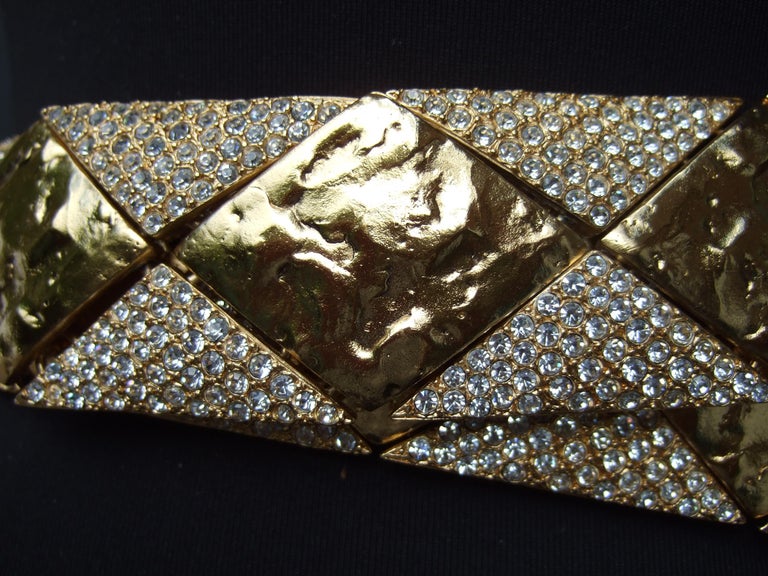 Yves Saint Laurent Rive Gauche Opulent Gilt Metal Crystal Couture Belt c 1970s For Sale 4
