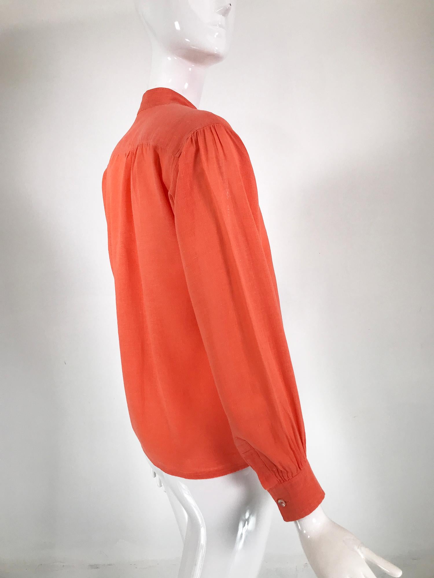 Women's Yves Saint Laurent Rive Gauche Orange Cotton Gauze Blouse 1960s