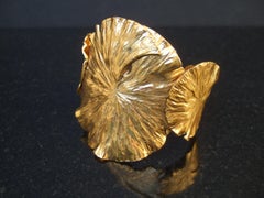 Yves Saint Laurent Rive Gauche Paris Gilt Metal Foliage Cuff c 1980s