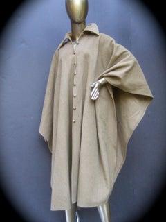 Yves Saint Laurent Rive Gauche Paris Mocha Brown Wool Cape c 1970s