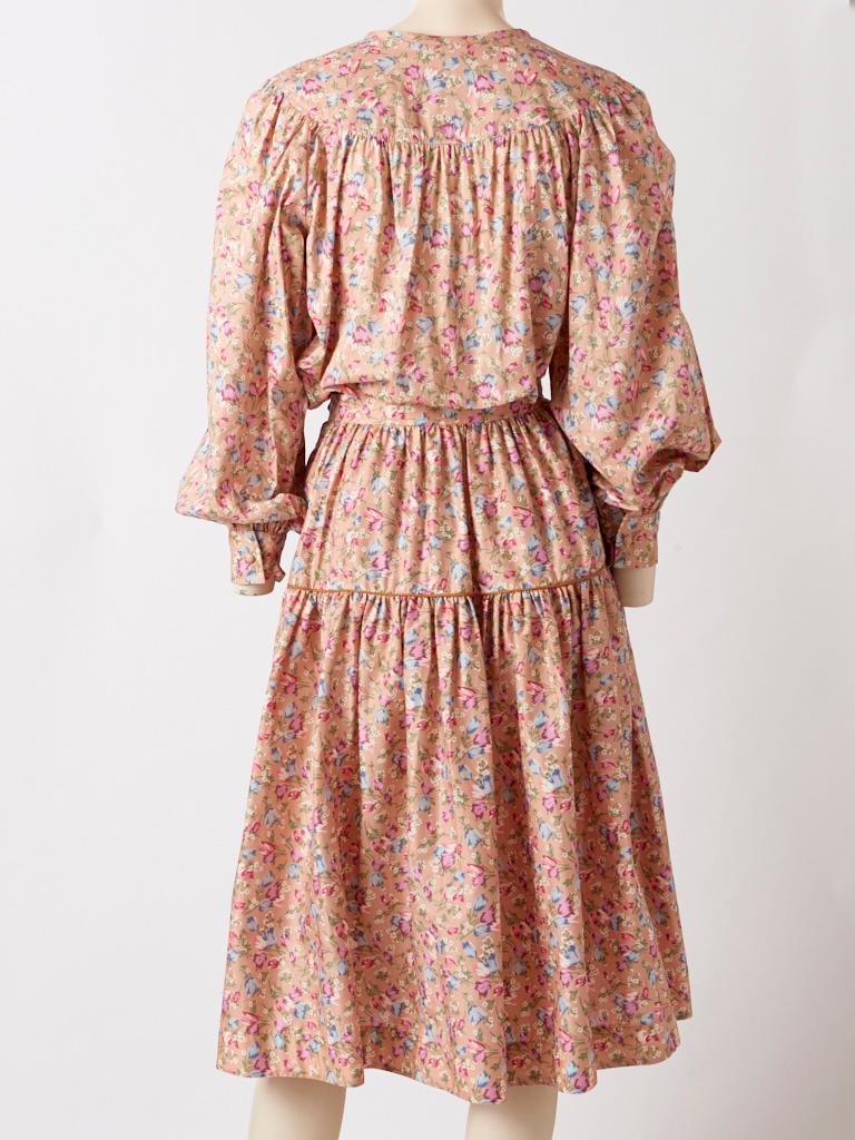 Yves Saint Laurent Rive Gauche Pastel Tone Liberty Print Ensemble In Good Condition For Sale In New York, NY
