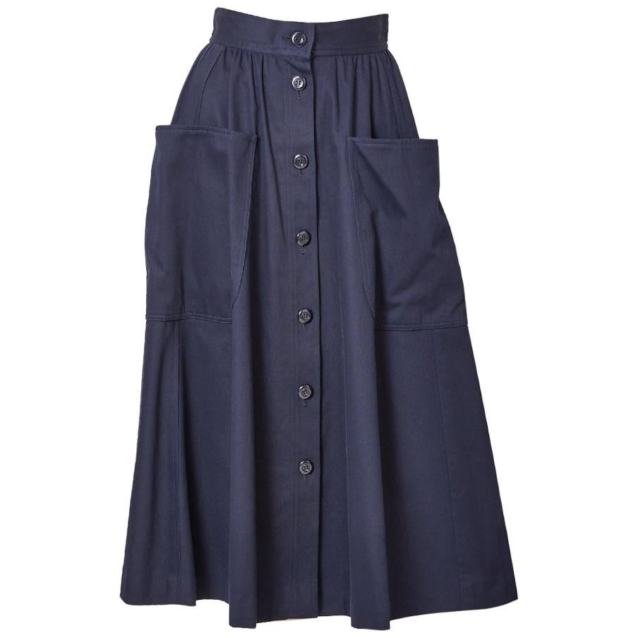 Yves Saint Laurent Rive Gauche Patch Pocket Midi Skirt For Sale