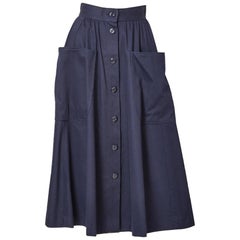 Yves Saint Laurent Rive Gauche Patch Pocket Midi Skirt