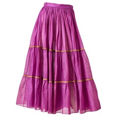 Yves Saint Laurent Rive Gauche Peasant Skirt with Gold Rick Rack