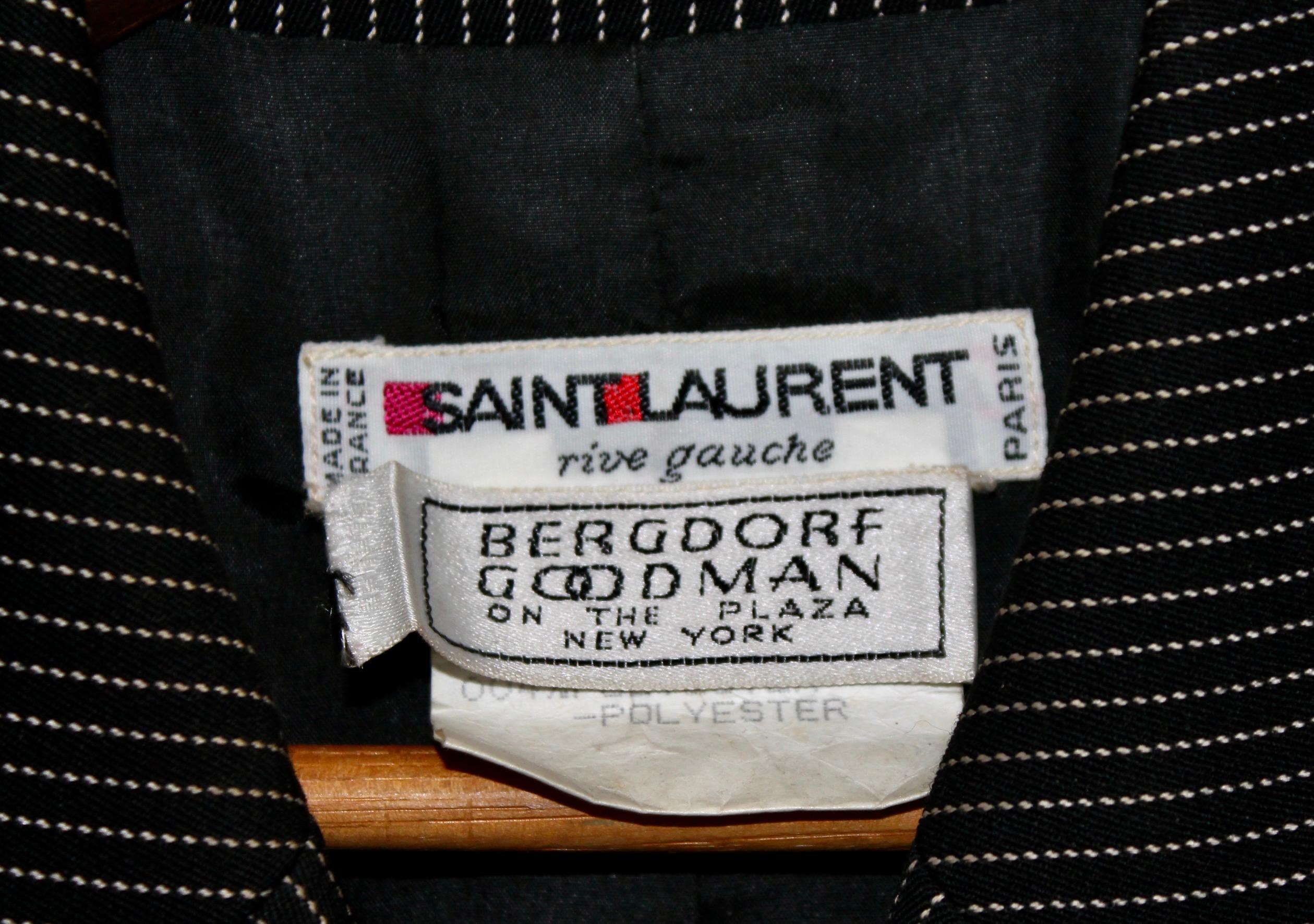 Yves Saint Laurent Rive Gauche Pin Strip Pants Suit 1980's For Sale 7