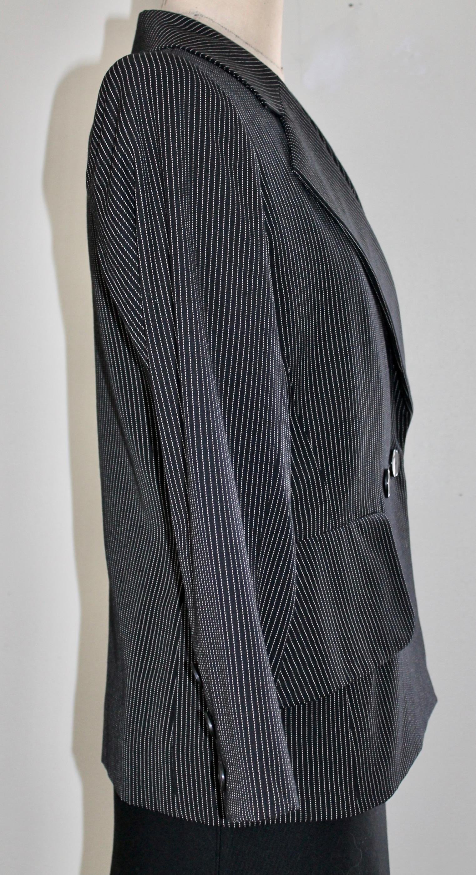 Yves Saint Laurent Rive Gauche Pin Strip Pants Suit 1980's For Sale 1