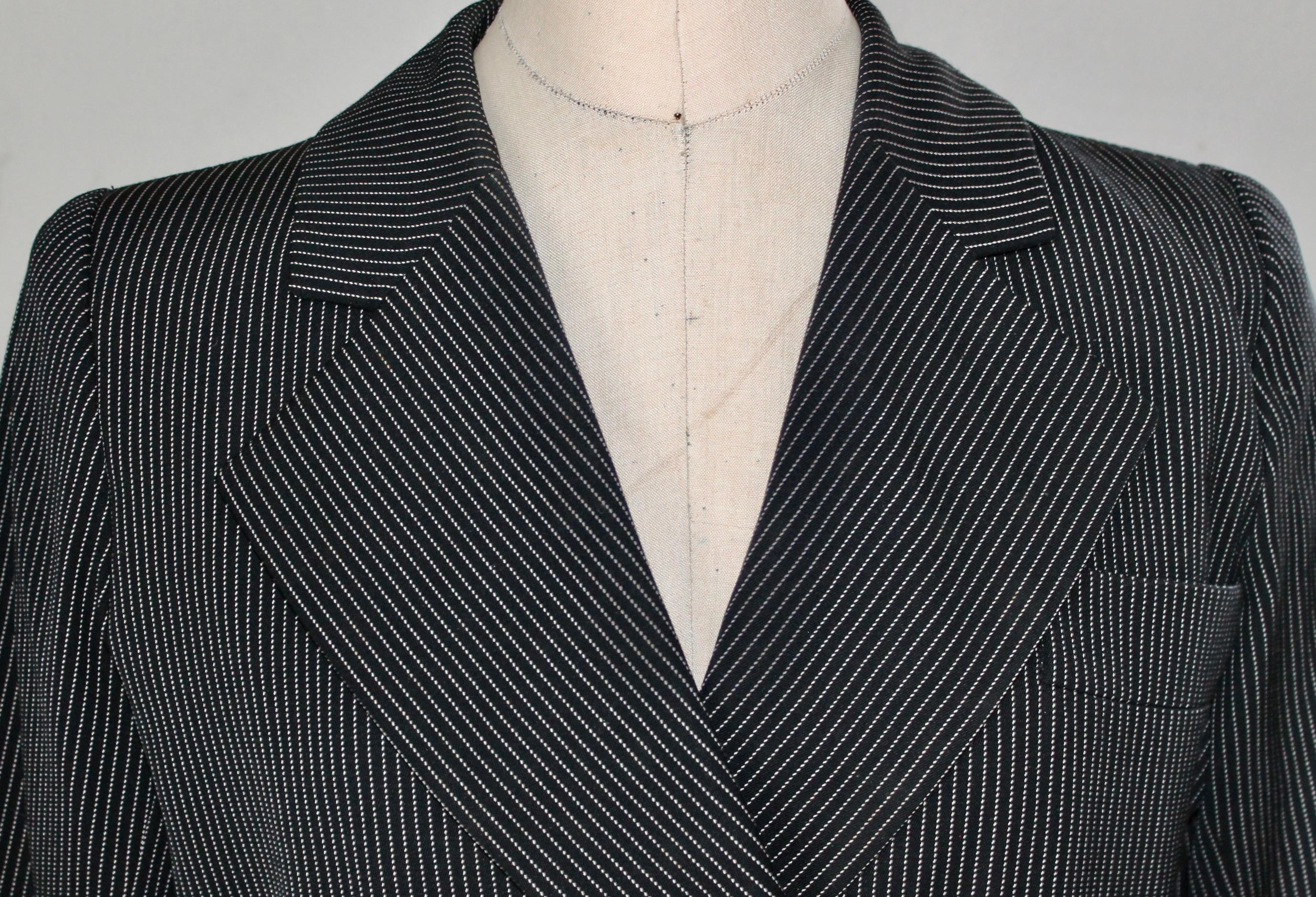 Yves Saint Laurent Rive Gauche Pin Strip Pants Suit 1980's For Sale 3