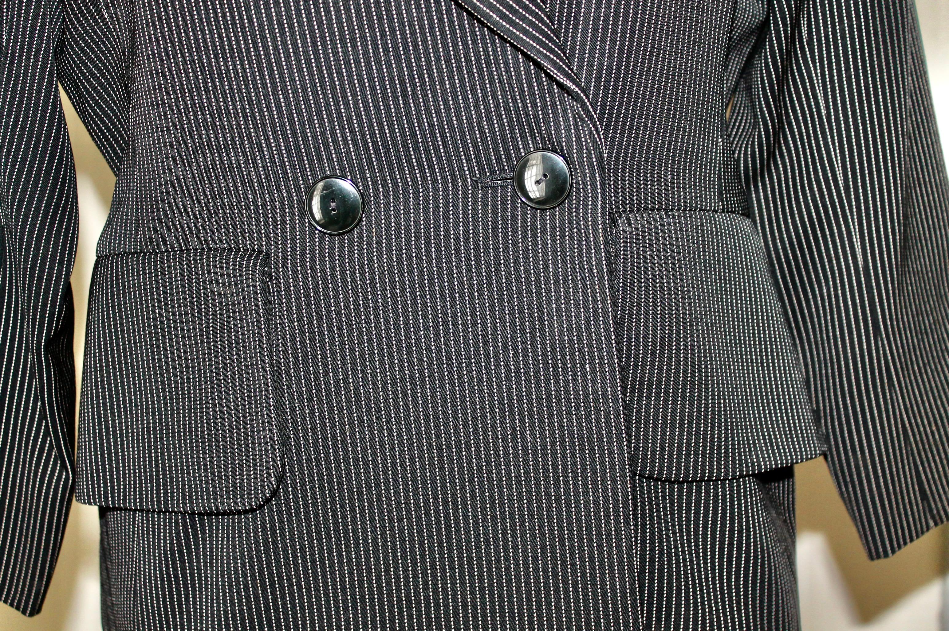Yves Saint Laurent Rive Gauche Pin Strip Pants Suit 1980's For Sale 4
