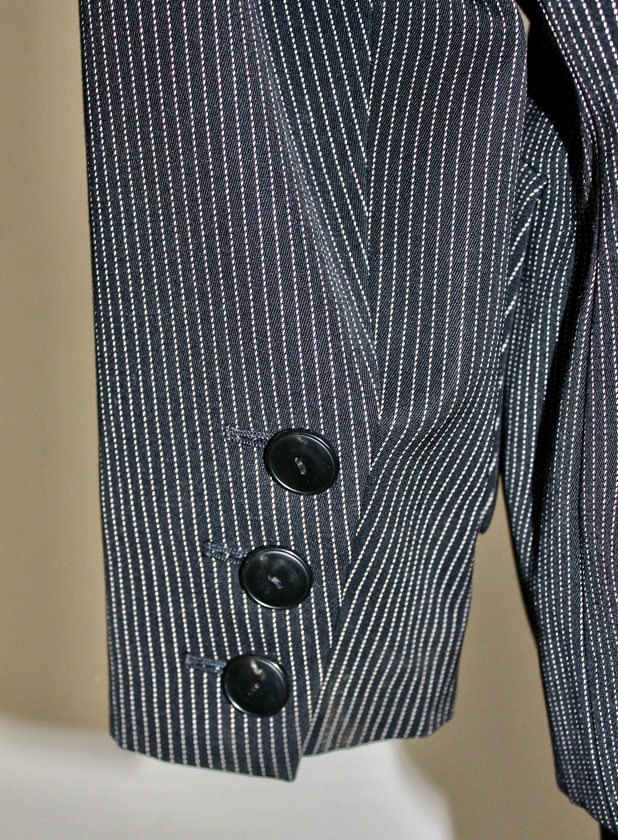 Yves Saint Laurent Rive Gauche Pin Strip Pants Suit 1980's For Sale 5