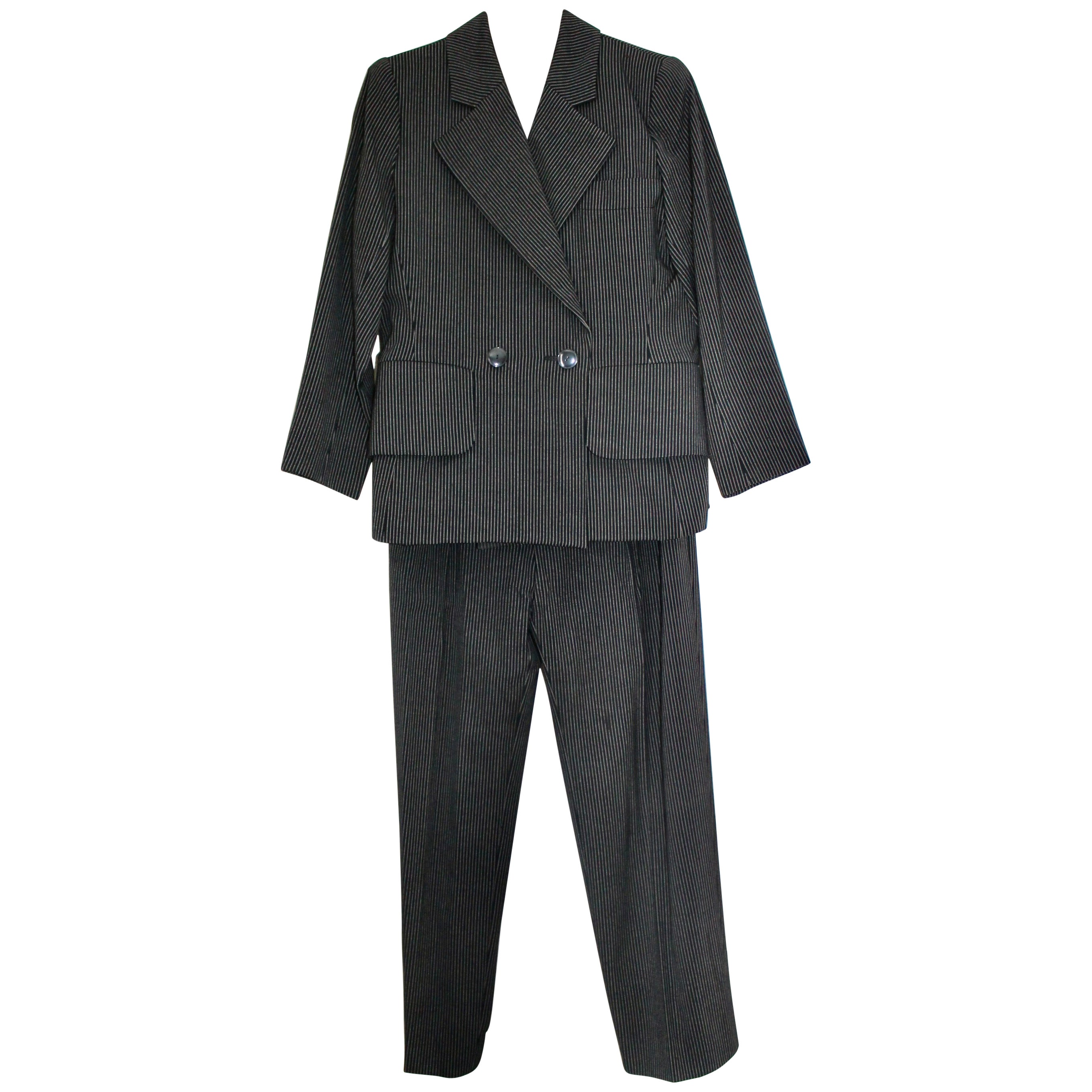 Yves Saint Laurent Rive Gauche tailleur pantalon à rayures épinglées, années 1980